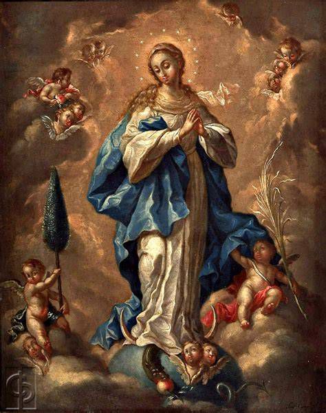 Detalle de pintura barroca de la Inmaculada Concepción