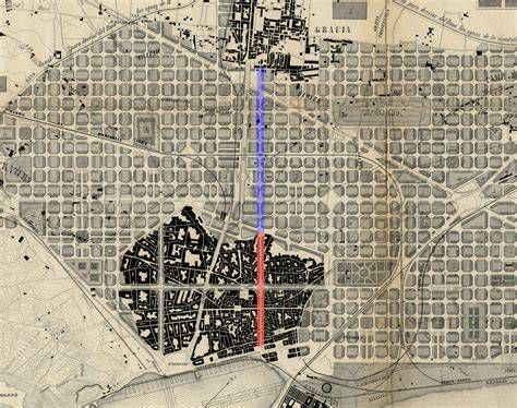 Plano de Cerdà con la calle número 20 y Ronda de Sant Pau