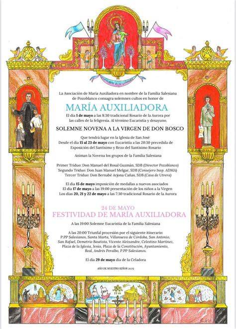 Iglesia salesiana de Pozoblanco durante la festividad de María Auxiliadora