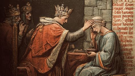 Representación medieval del toque real, ceremonia sanadora del monarca
