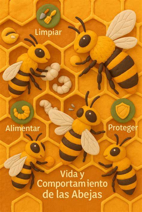 Ilustración de la abeja y la colmena como metáforas de la vida y creación