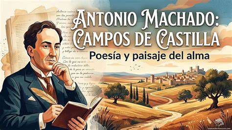 Retrato de Antonio Machado y paisaje castellano