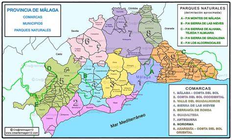 Mapa de la provincia de Málaga con sedes de la Escuela Teológica San Manuel González