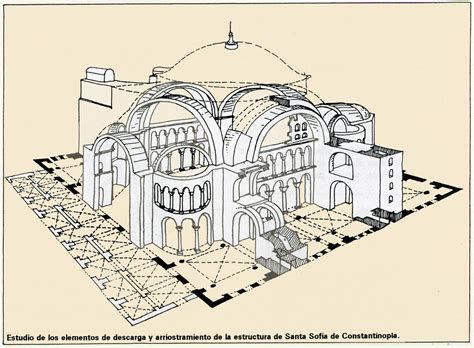 Plano interior mostrando las naves y pilares octagonales de la basílica