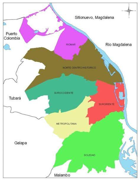 mapa de la Arquidiócesis de Barranquilla y sus parroquias