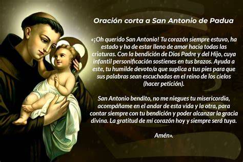 Infografía de oraciones a San Antonio para distintos tipos de pérdidas