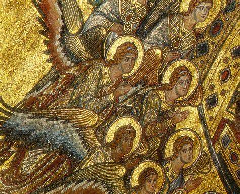 Intérieur mosaïqué de la Basilique : détail d'une mosaïque de l'Assomption