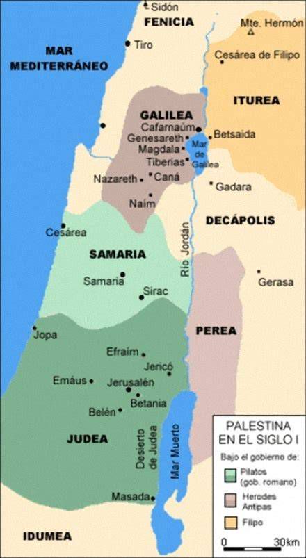 Mapa de ubicación del entorno de Galilea y Judea durante la época de Jesús