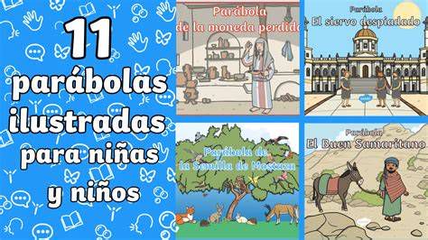 Ilustración de algunas parábolas célebres de Jesús: Buen Samaritano, Sembrador, Hijo Pródigo