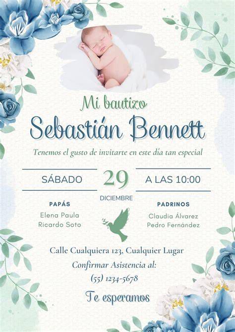 ejemplo de invitación personalizada con foto de bebé