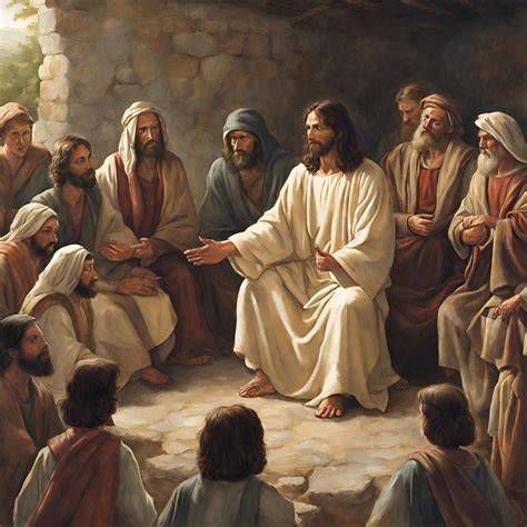 Jesús enseñando a los discípulos en el aposento alto