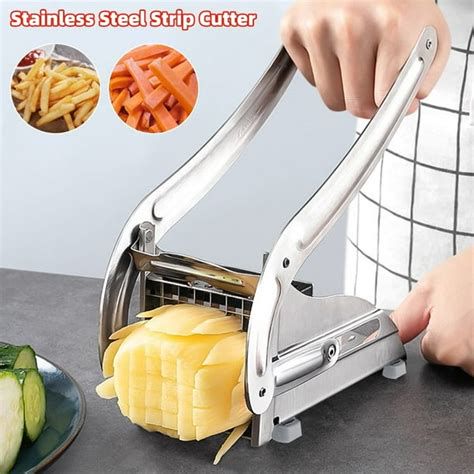 Cortadora manual de papas con base antideslizante y protector de cuchillas