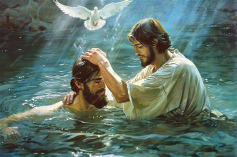 Bautismo de Jesús por Juan en el río Jordán, representación artística