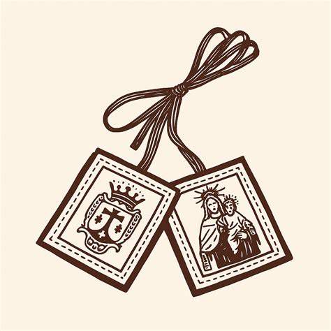 Ilustración del escapulario y su colocación sobre pecho y espalda