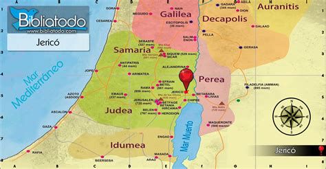 mapa bíblico: lugar del Jordán y montes cercanos