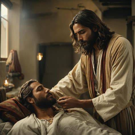 Jesús consolando y sanando a los enfermos - escena evangélica