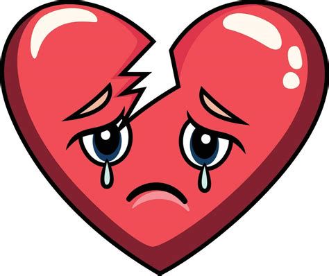 Ilustración emotiva de un corazón partido y lágrimas
