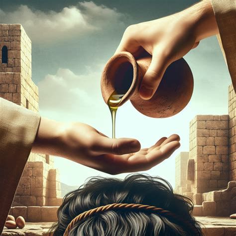 Ilustración de la unción con aceite en el antiguo Israel