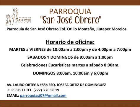calendario y horarios de la Parroquia San José Obrero