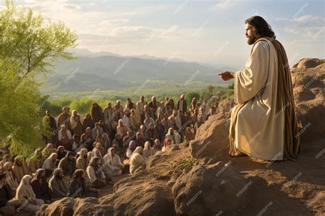 Ilustración de Jesús predicando y mujer de la multitud