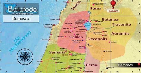 Mapa de rutas hacia Damasco en el siglo I