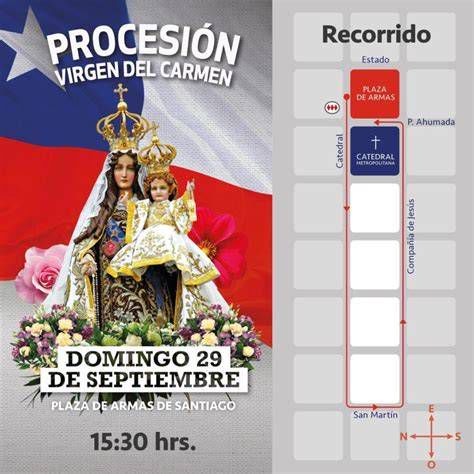Mapa del recorrido de la Procesión Virgen del Carmen en Bajo de Guía