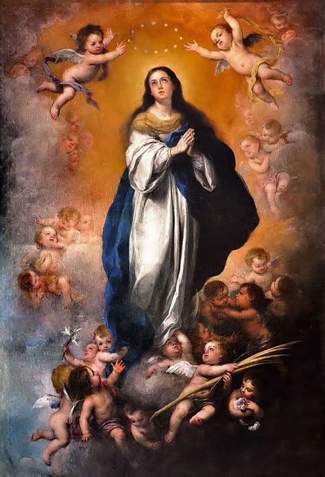 Iconografía de la Inmaculada: Virgen sobre la luna, ángeles y corona de estrellas