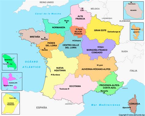 Mapa histórico de Francia postrevolucionaria mostrando zonas descristianizadas