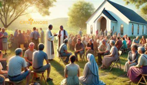Comunidad cristiana reunida en torno al altar durante la celebración de la Eucaristía