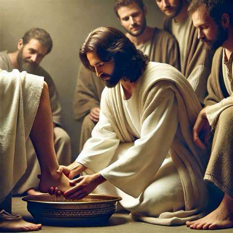 Jesús lavando los pies a sus discípulos, ejemplo de humildad