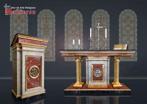 planta de iglesia con altar, ambón, sede y baptisterio marcados