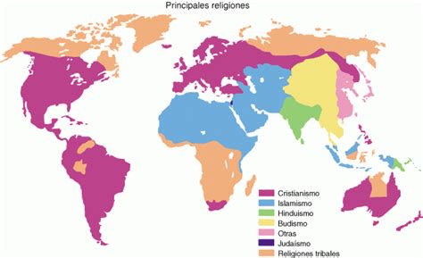 Mapa mundial de religiones principales