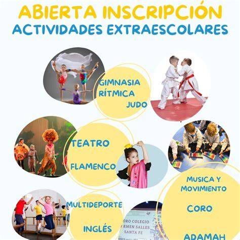 Infografía sobre niveles educativos y actividades extraescolares en Colegio San Marcelino