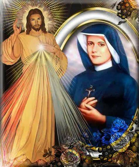 Imagen de Santa Faustina Kowalska y la imagen de la Divina Misericordia