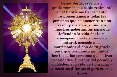 oración frente al Santísimo Sacramento