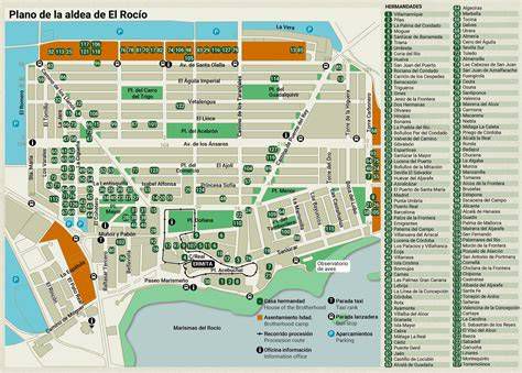 Mapa esquemático de los caminos del Rocío en Huelva, Sevilla y Cádiz