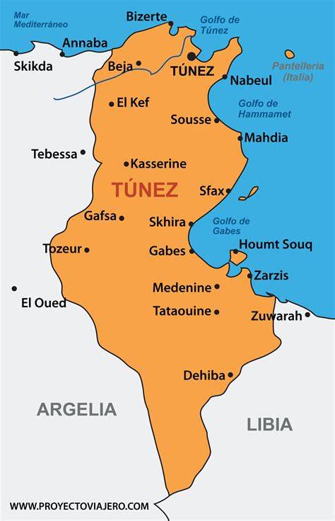 mapa: proximidad geográfica entre Sicilia y Túnez