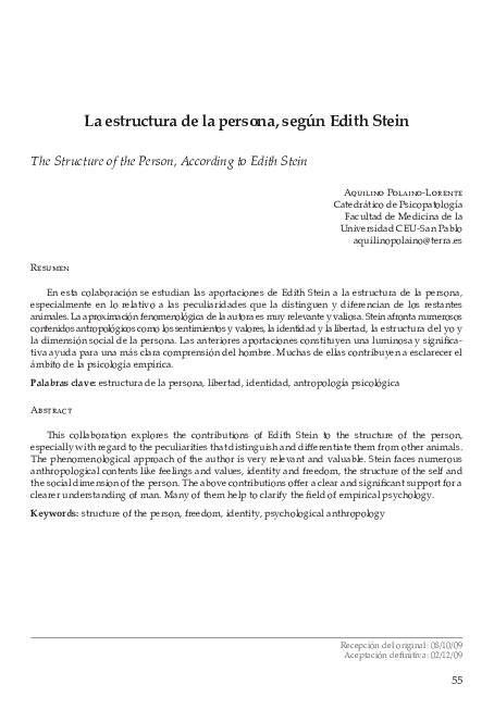 Esquema: niveles de la persona según Edith Stein (corpóreo, anímico, espiritual)
