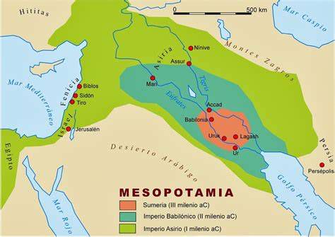 Mapa antiguo de Mesopotamia y Nicomedia con rutas misioneras y lugares santos