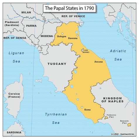 Mapa de Estados Papales y territorios bajo influencia de Honorio III