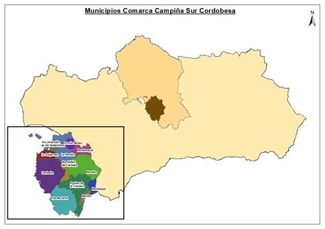Mapa de la Campiña cordobesa con localidades estudiadas (Lucena, Fernán Núñez, Montilla, Baena, Rute, Nueva Carteya, Palenciana)