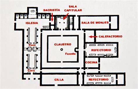 Plano de un monasterio benedictino clásico con claustro, iglesia y scriptoria