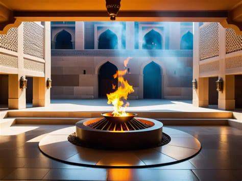 Templo del fuego zoroastrista y llama sagrada