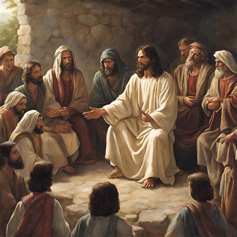 Representación de Jesús orando y enseñando a sus discípulos