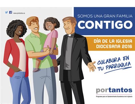 Cartel del lema “Somos una gran familia contigo” en una parroquia