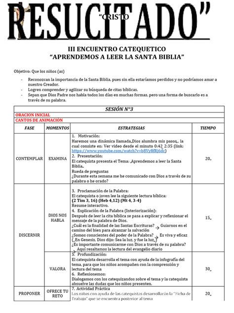 esquema de sesiones de catequesis para adultos