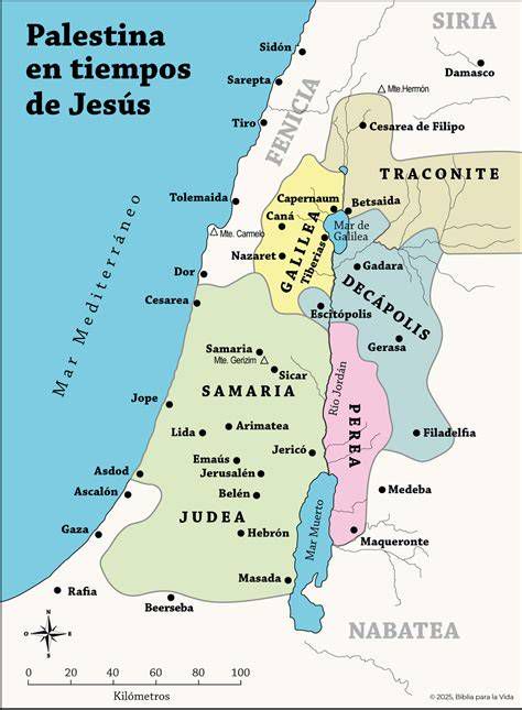 Mapa histórico-cultural de Palestina en tiempos de Jesús