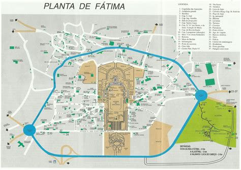 Mapa do Santuário de Fátima com a Capelinha e Basílica