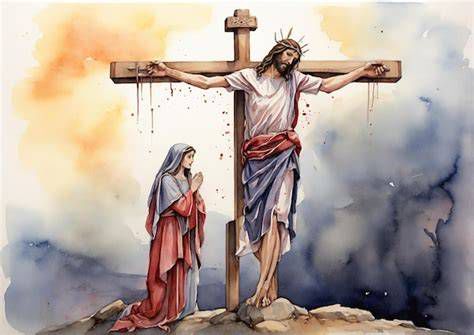 Mural histórico representando la pasión y crucifixión de Cristo