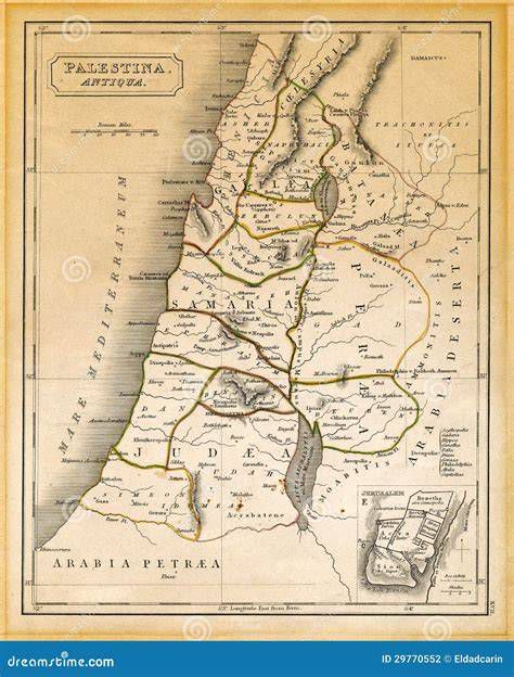Mapa de Palestina antigua con Belén y Nazaret